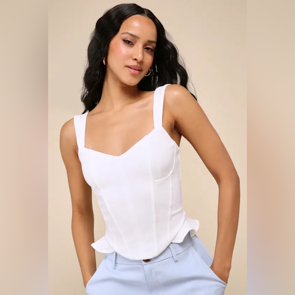 Lulus Stylish Poise Bustier Top-White (Size S)